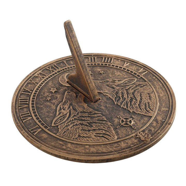 Howling Wolves Terracotta Sundial by Lisa Parker