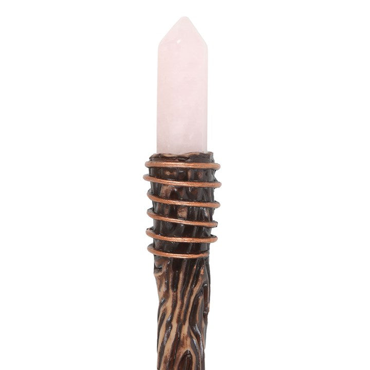 Thin Romance Rose Quartz Crystal Wand