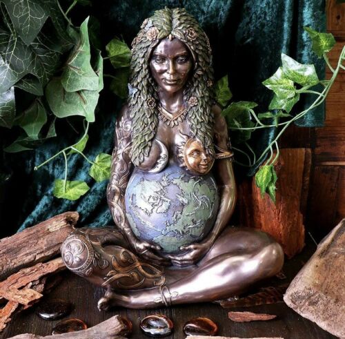 Mother Earth Gaia Art Statue Bronze Figurine.